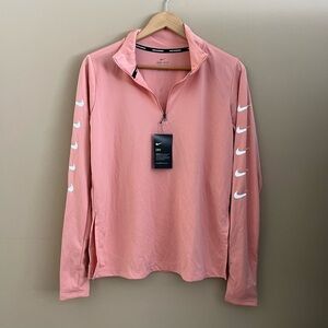 Nike Sea Coral Swoosh Dri-Fit 1/4 Zip Running Mid Layer Top